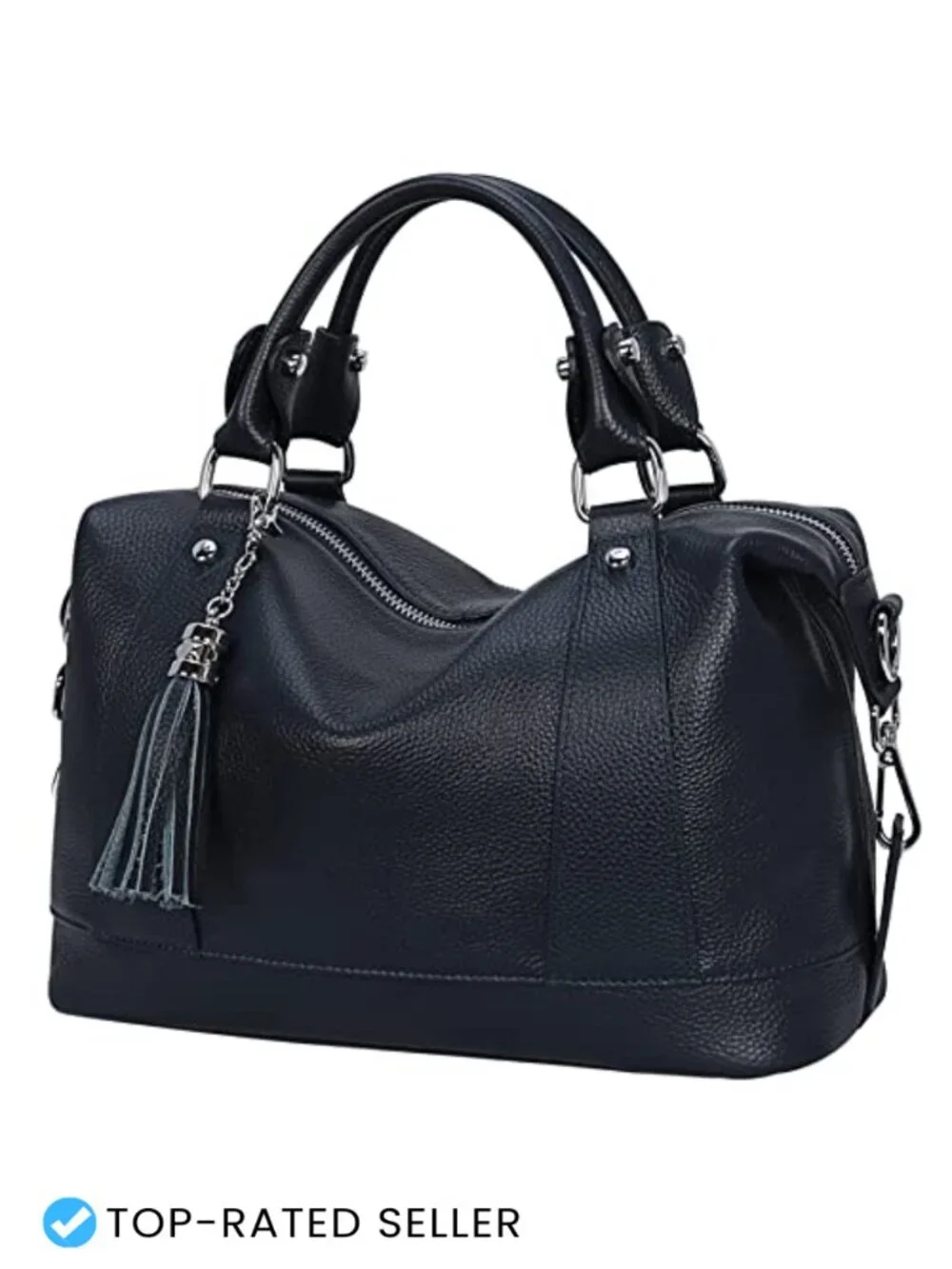 Genuine Leather Satchel Tote Handbag | Adjustable Crossbody Strap | Work Travel